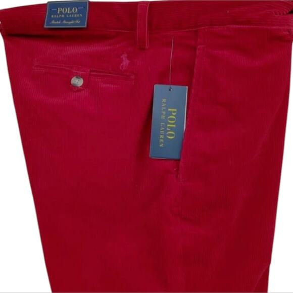 Polo Ralph Lauren Men's Stretch Straight Fit RED Corduroy Pants 38 x 32 NWT - Picture 9 of 15